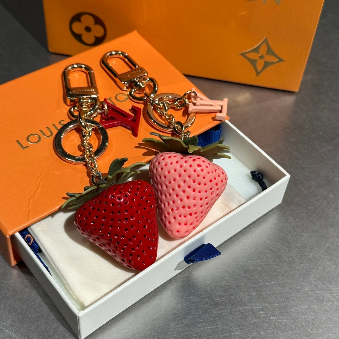 Strawberry LV Keychain Bag Charm