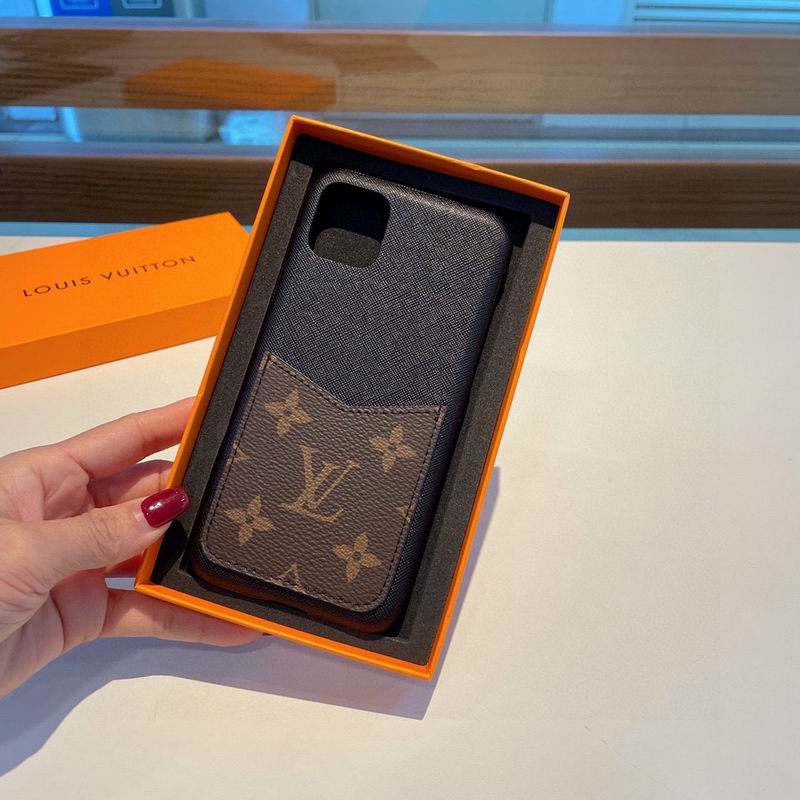 LV iPhone Case Monogram Card Leather Slot for iPhone