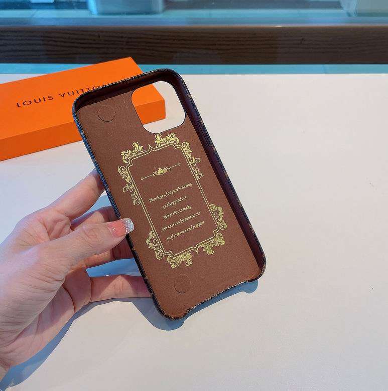 LV iPhone 14 Pro Max Case Hand Strap Brown Small Monogram