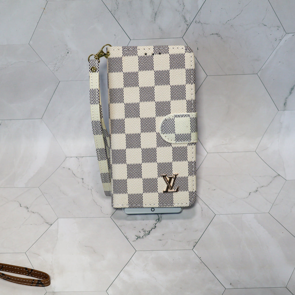 Classic Lv Leather Wallet Iphone Case 12-17 Pro Max Plus Air / 18 Pro / 18 Pro Max