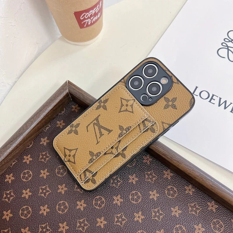 Luxury Case Iphone Series Monogram Leather Dual Cardholder / 18 Pro / 18 Pro Max
