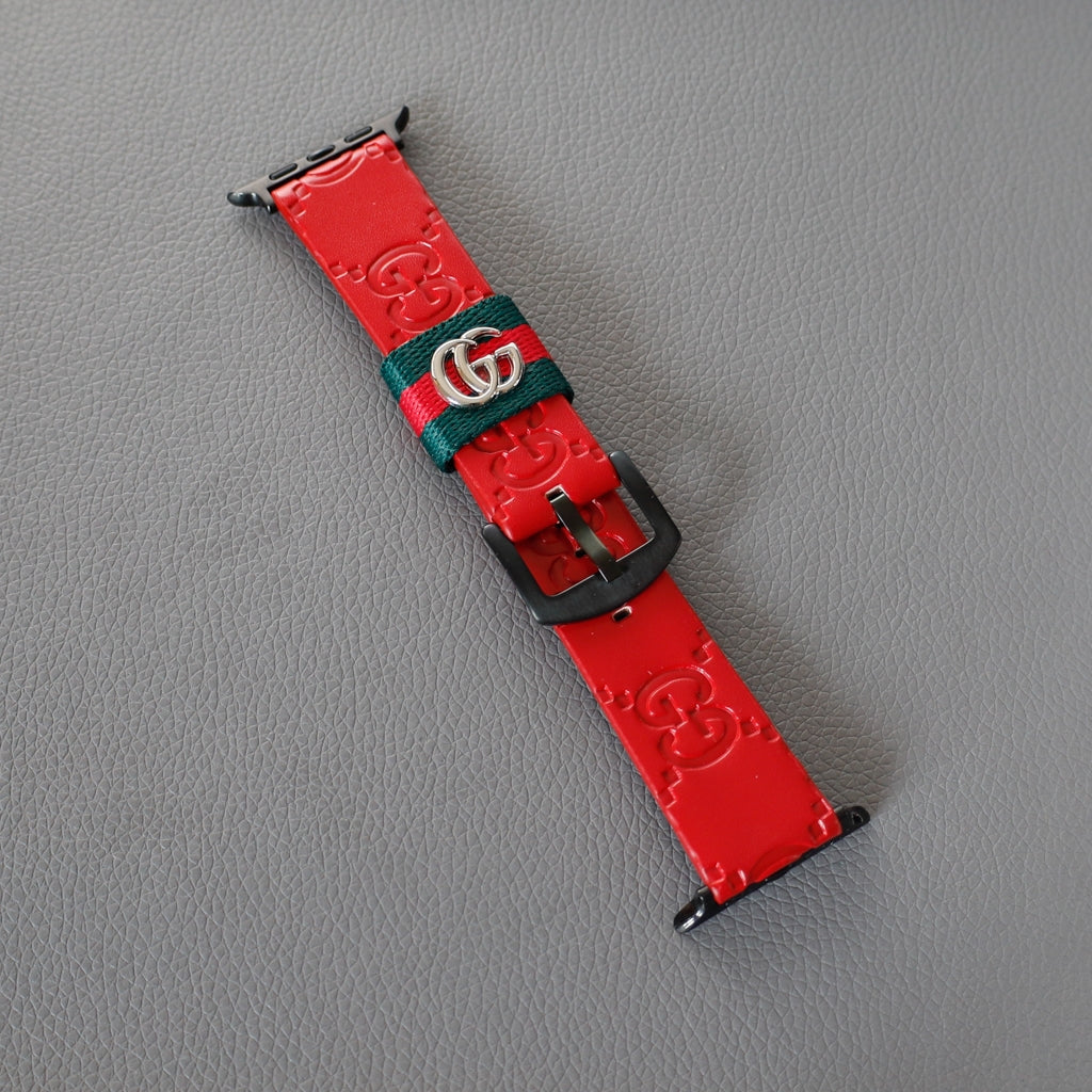 Luxury Leather Apple Watch Band Wrist Strap / Red