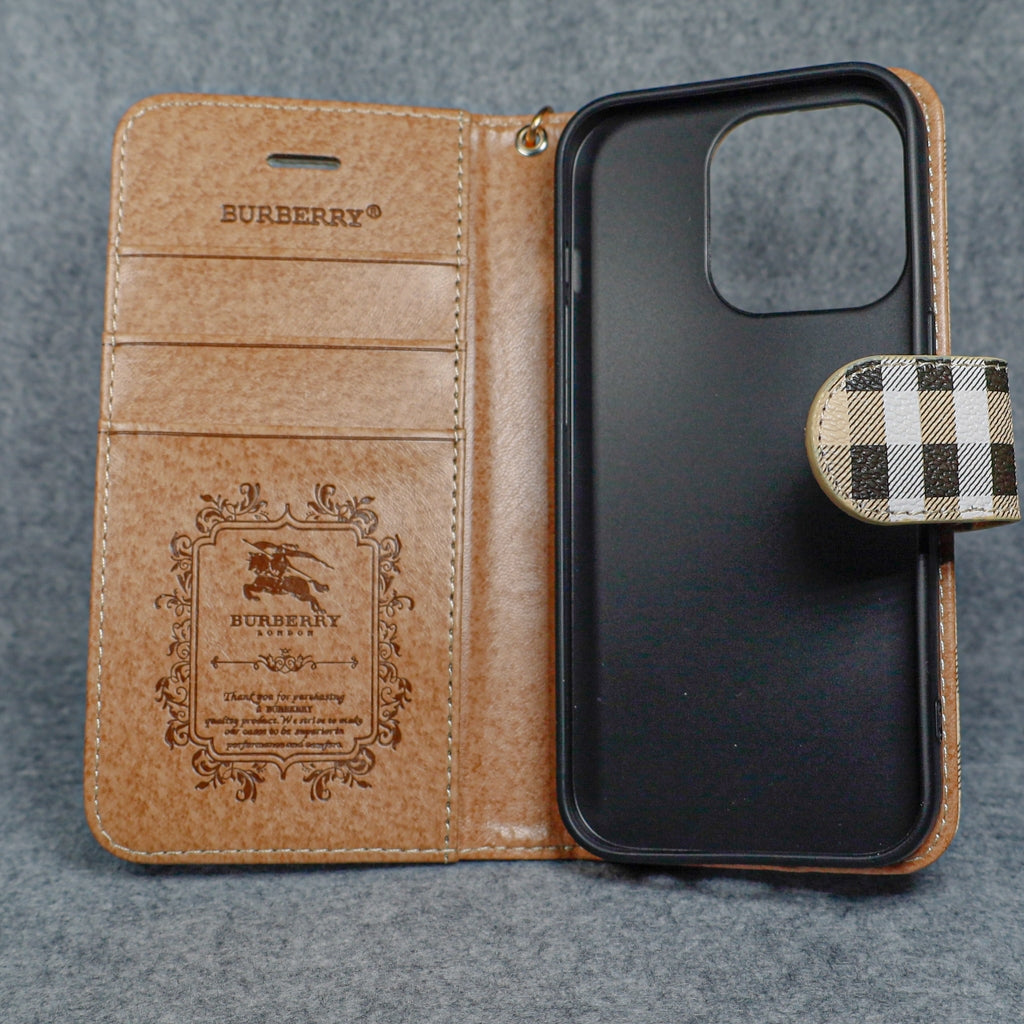 Burberry iPhone Case Wallet Style for 11 12 14 15 16 17