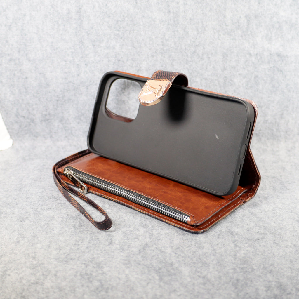Designer Wallet LV Phone Case Zipper Wallet Kickstand for iPhone