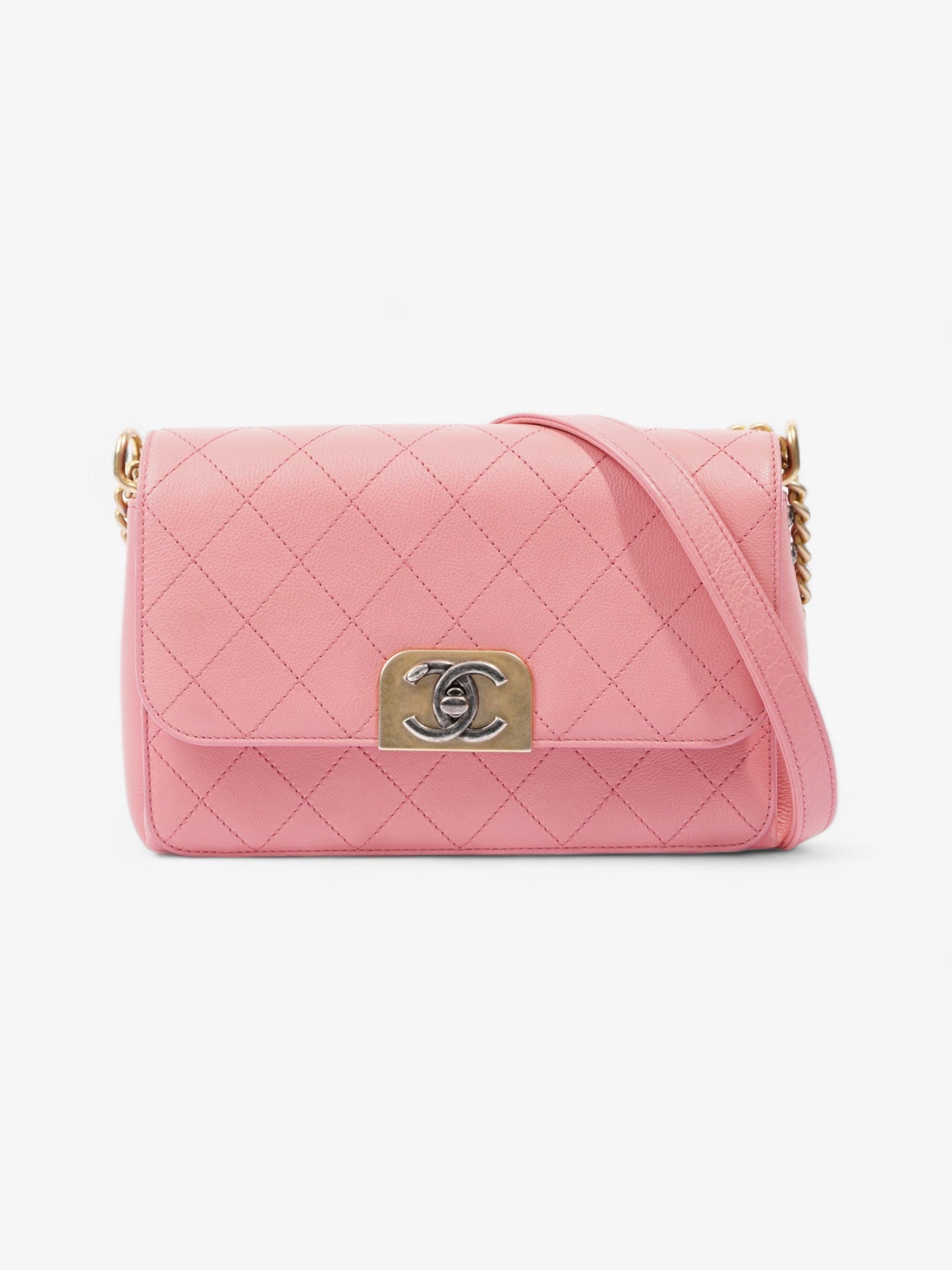 Chanel Quilted Crossbody Bag Pink Calfskin Leather