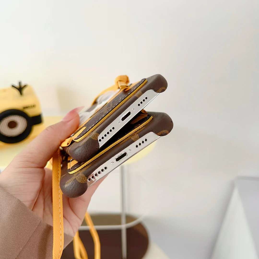 LV iPhone Case Minions CrossBody for iPhone 11 12 13 14 Series