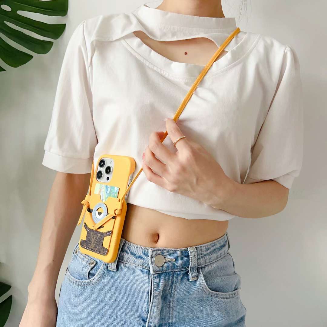 LV Phone Case Minions CrossBody for iPhone 11 12 13 14 Series