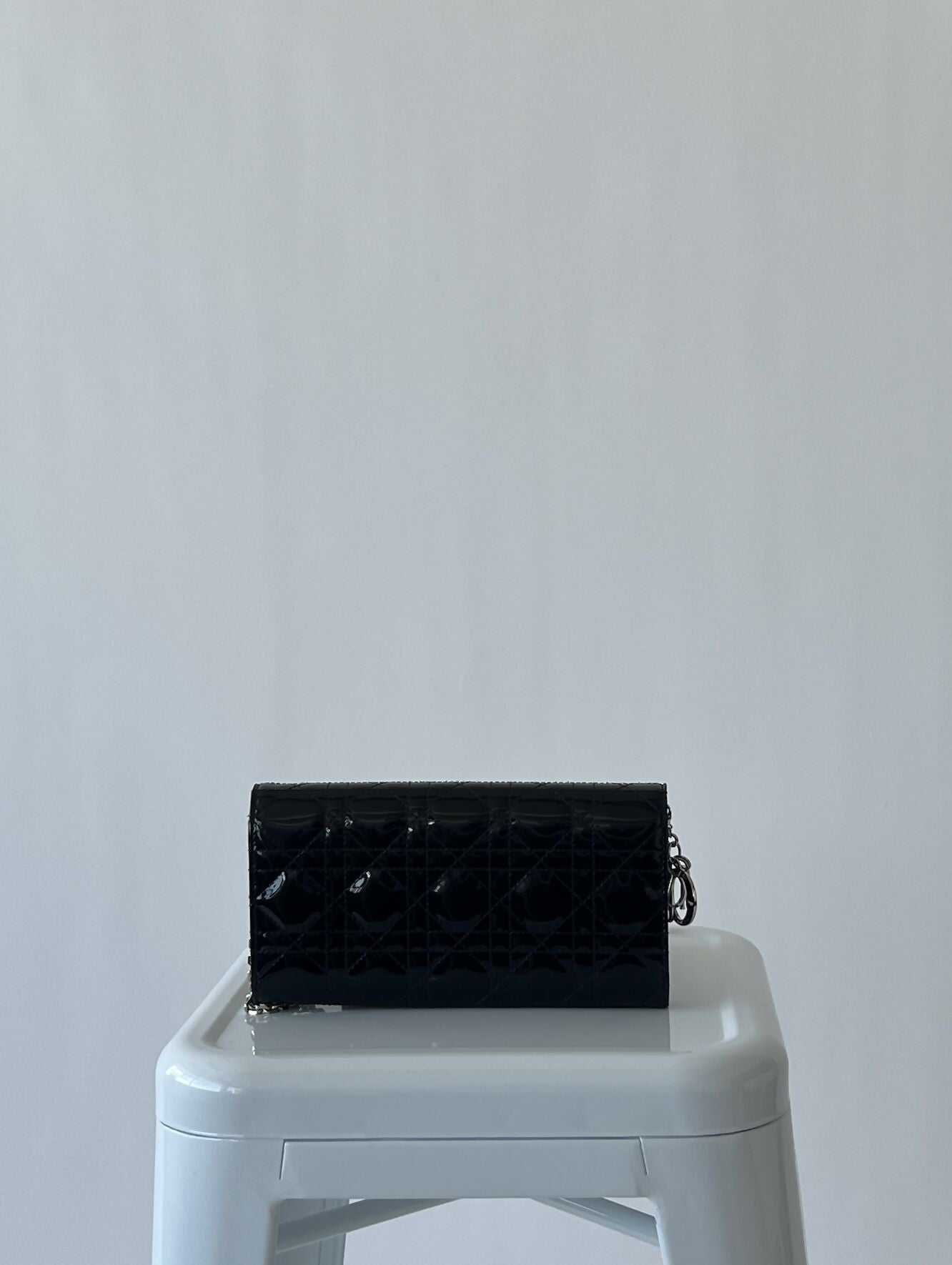 Lady Dior Pouch - Patent Leather Silver Hardware