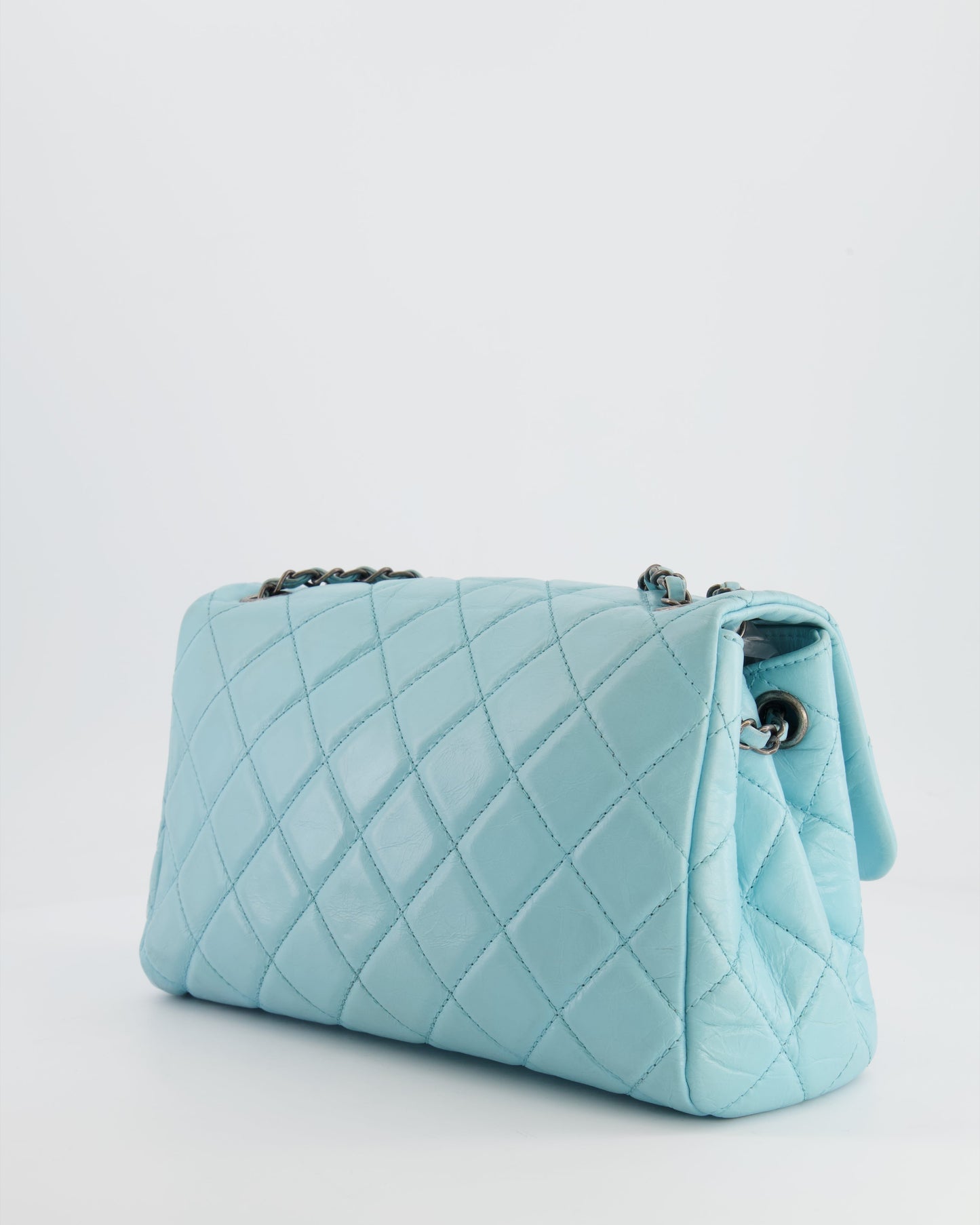 Chanel Flap Baby Calfskin Leather Blue Aged Calfskin Shoulder Bag Style