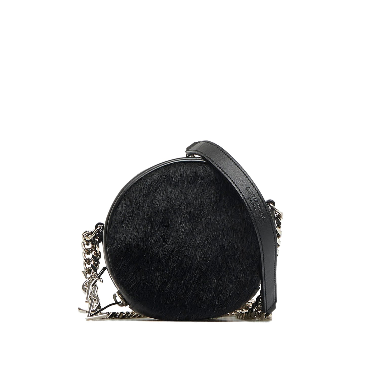 Yves Saint Laurent Round Crossbody Black Pony Hair