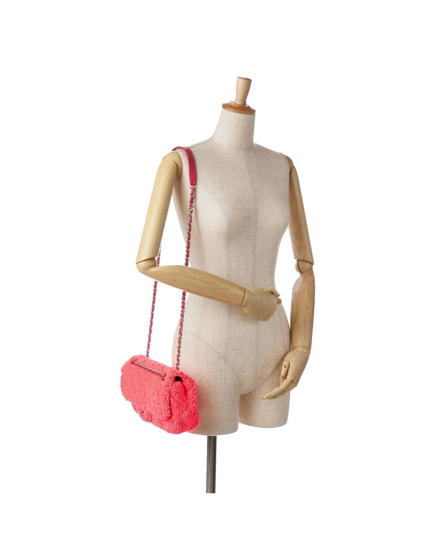 Quilted Terry Cloth Crossbody Bag with Leather Woven Chain Strap