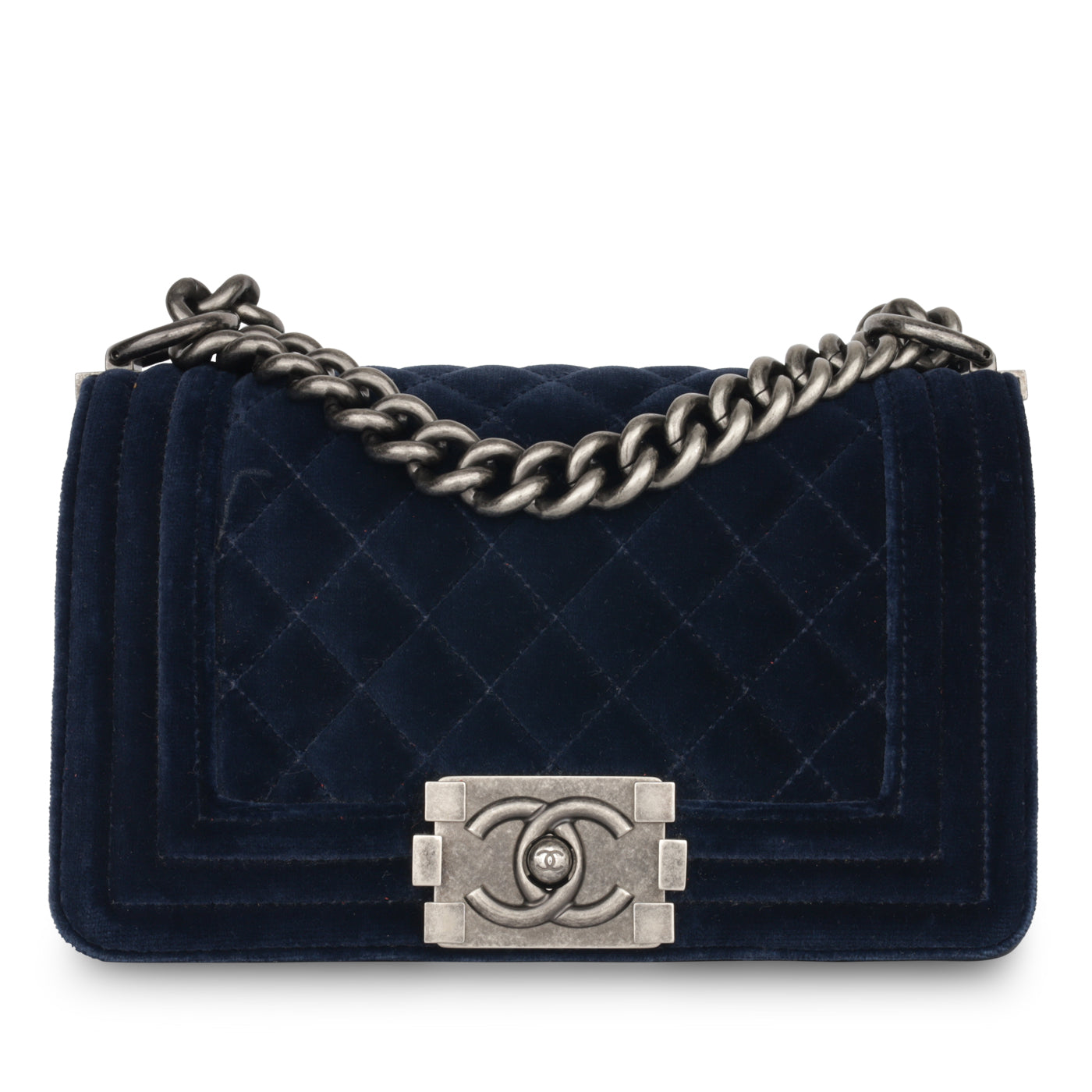 Chanel Boy Bag Leather Navy Shoulder Bag