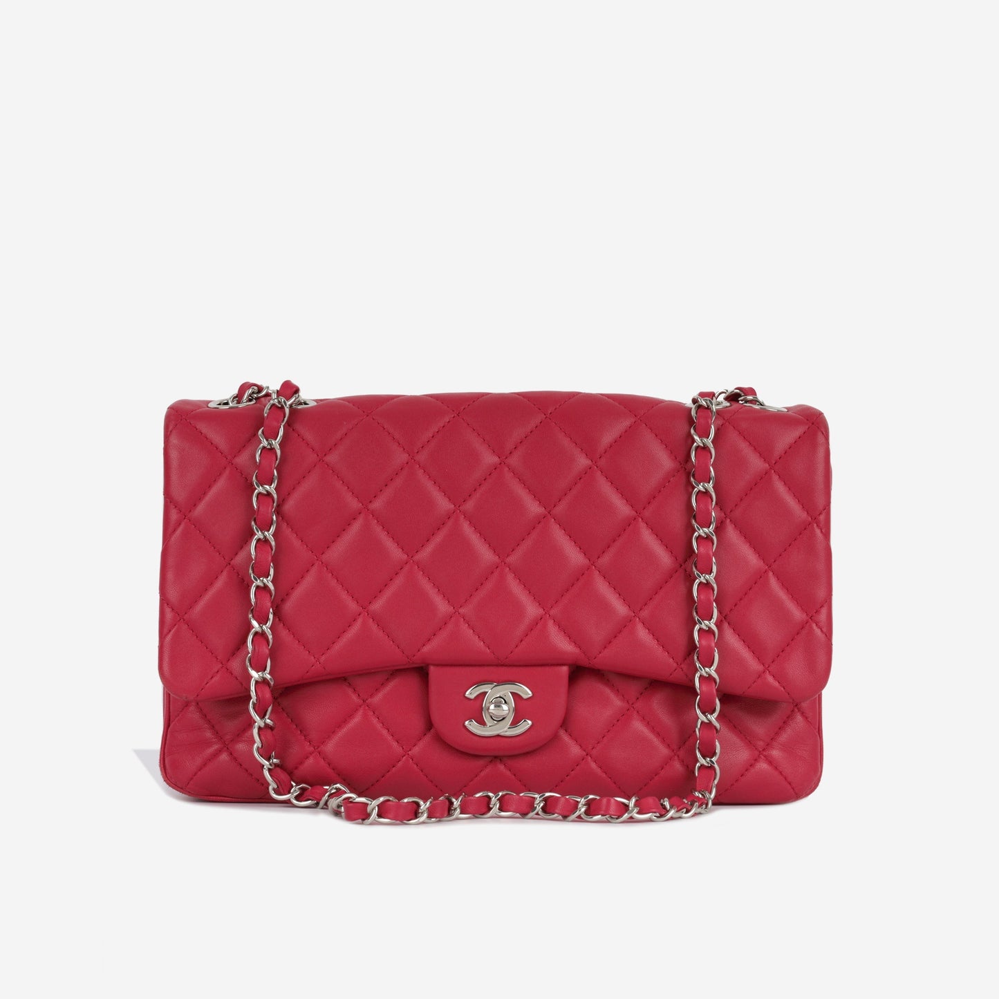 Chanel Classic Flap Lambskin Silver Shoulder Bag Style 39