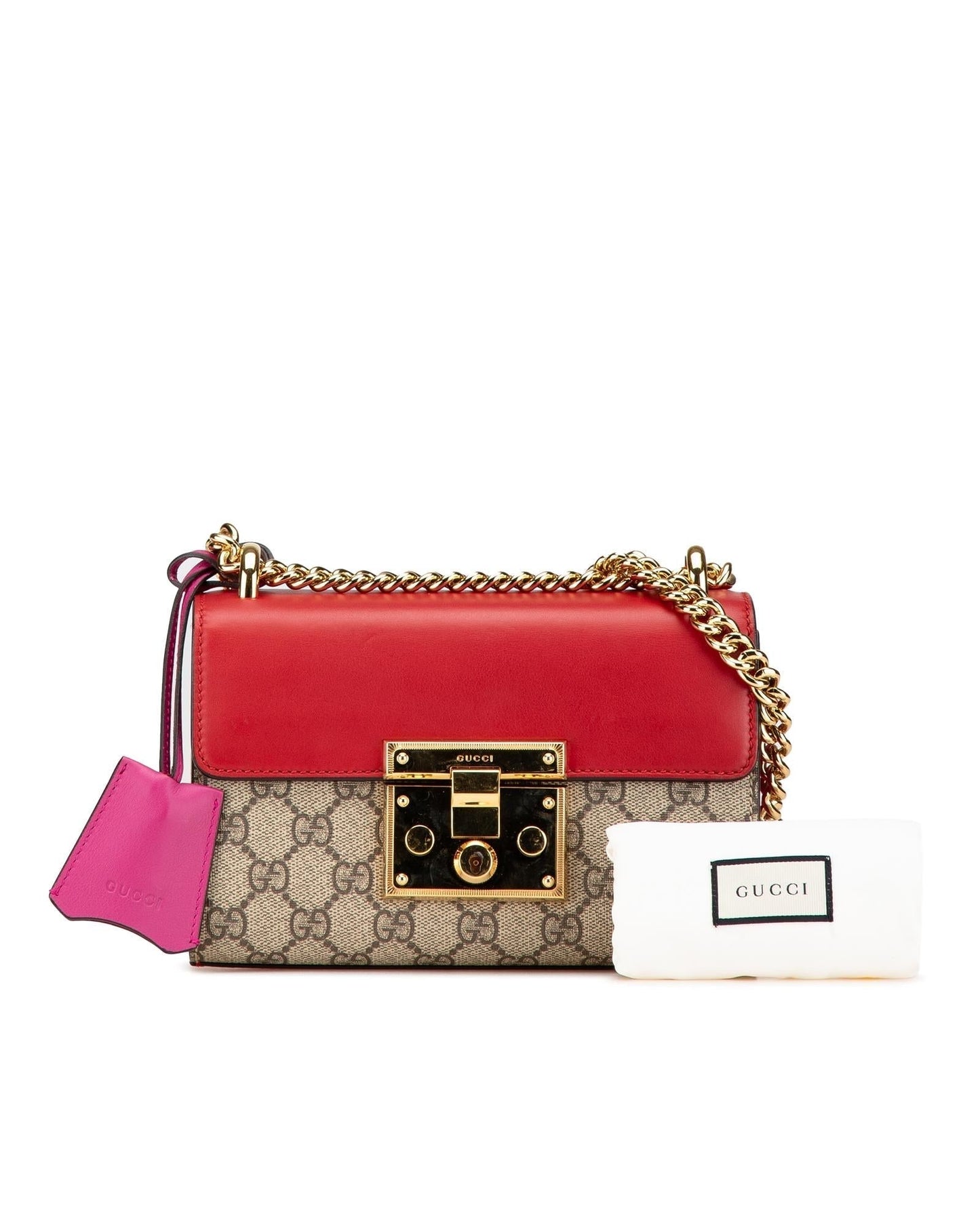 Small Supreme Padlock Crossbody Bag with Chain Strap and Leather Flap