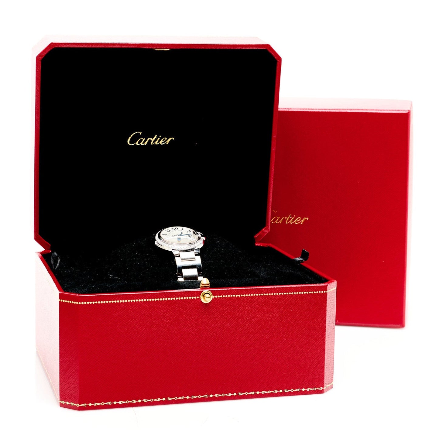 Stainless Steel Diamond Bezel 28mm Ballon Bleu De Cartier Quartz Watch