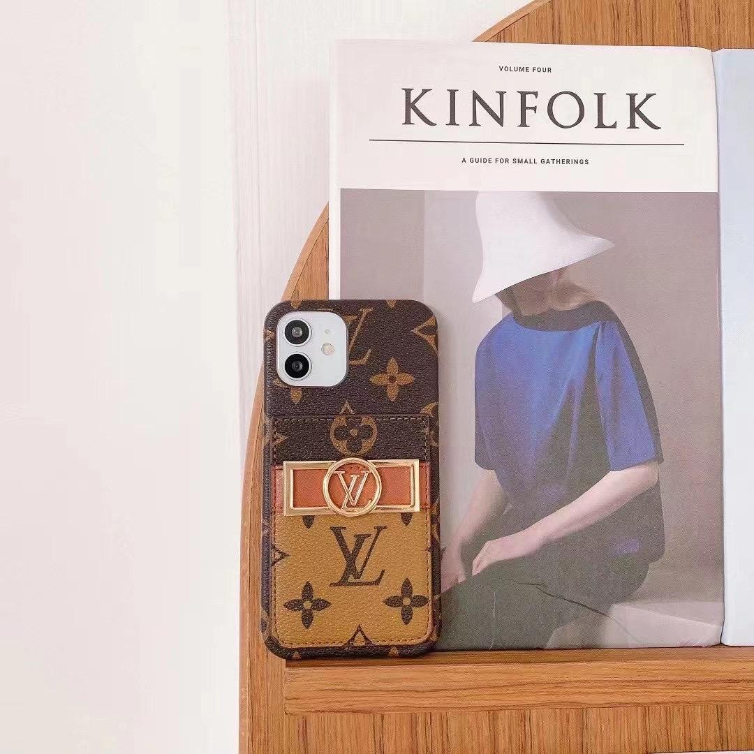 Monogram Leather Phone Case iPhone 11 12 13 Pro