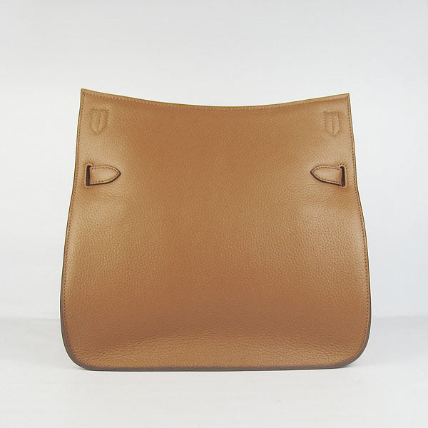 Luxury Hermes Leather Shoulder Bag Light Coffee Golden
