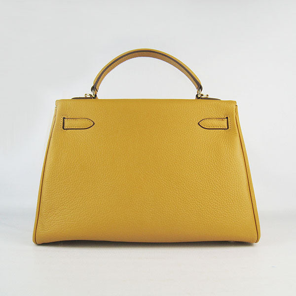 Luxury Hermes Kelly 32Cm Togo Leather Handbag 6108 Yellow Golde