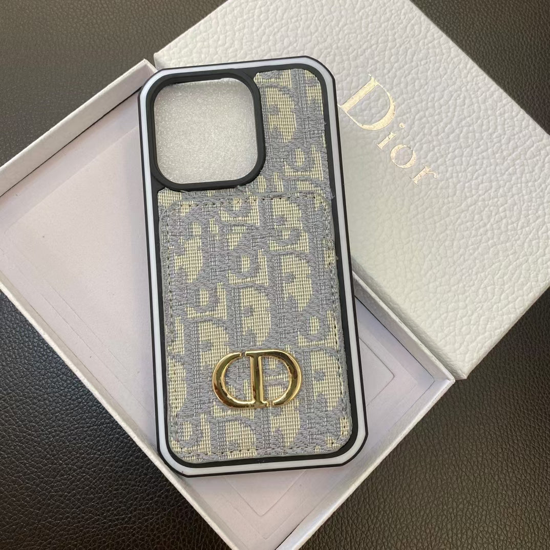 Dior iPhone Case Card Holder for 11 12 13 14 15 16 Pro Max Plus