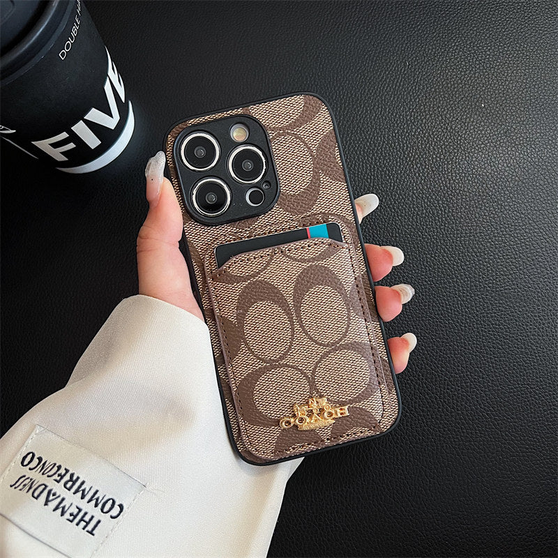 Luxury Coach Phone Case Card Slot for iPhone