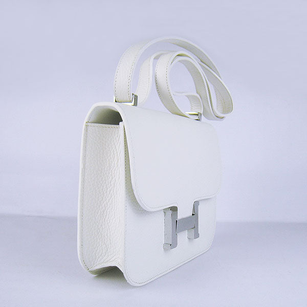 Luxury Hermes Constance Cowskin Leather Bag White Silver