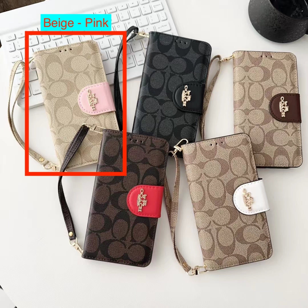 Designer Coach Phone Case Wallet Kickstand Style For Iphone 12 13 14 15 16 17 Pro Max Plus / 18 Pro / 18 Pro Max