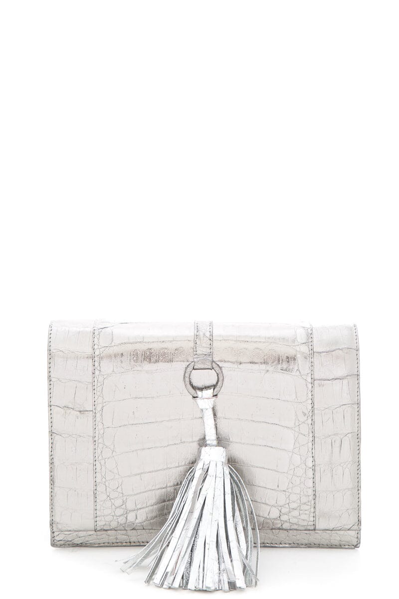 Nancy Gonzalez Silver Croc Crossbody