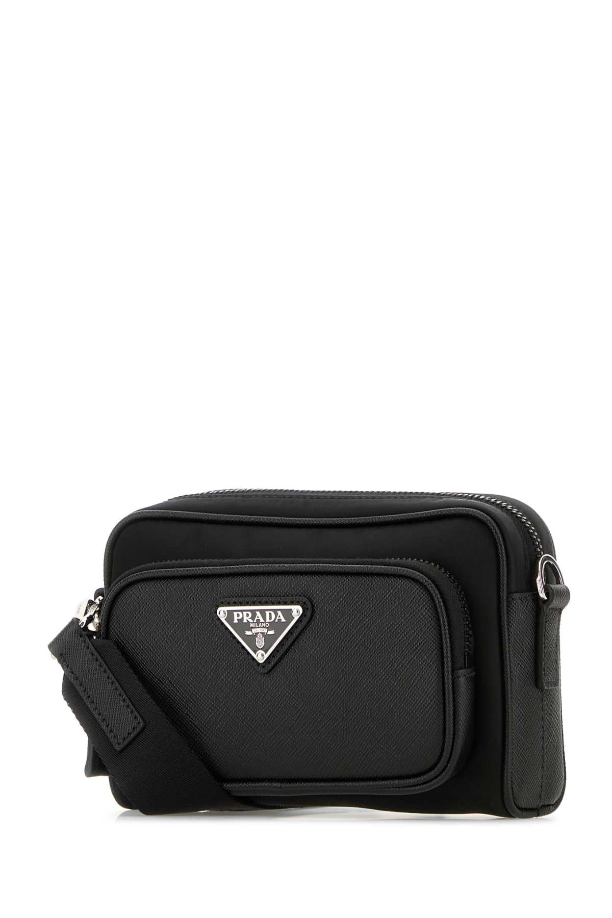 PRADA Mini Re-Nylon and Leather Crossbody Handbag