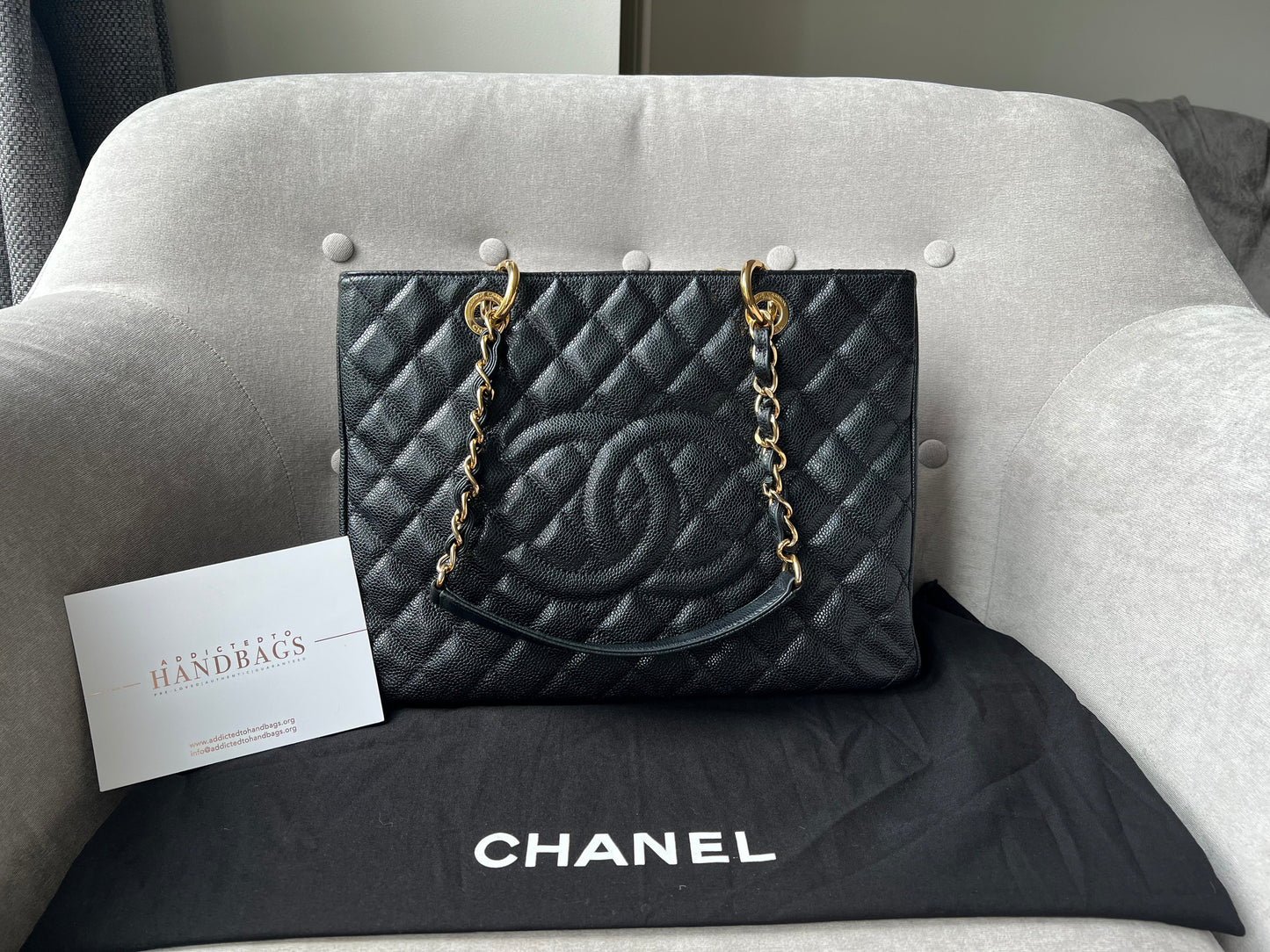 Chanel Caviar Black Gold Luxury Tote Style 3