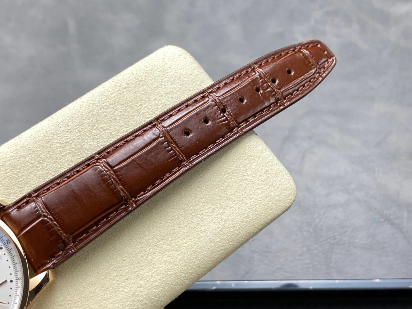 IWC Portuguese 41mm Cream Dial Pink Gold Case Brown Crocodile Leather