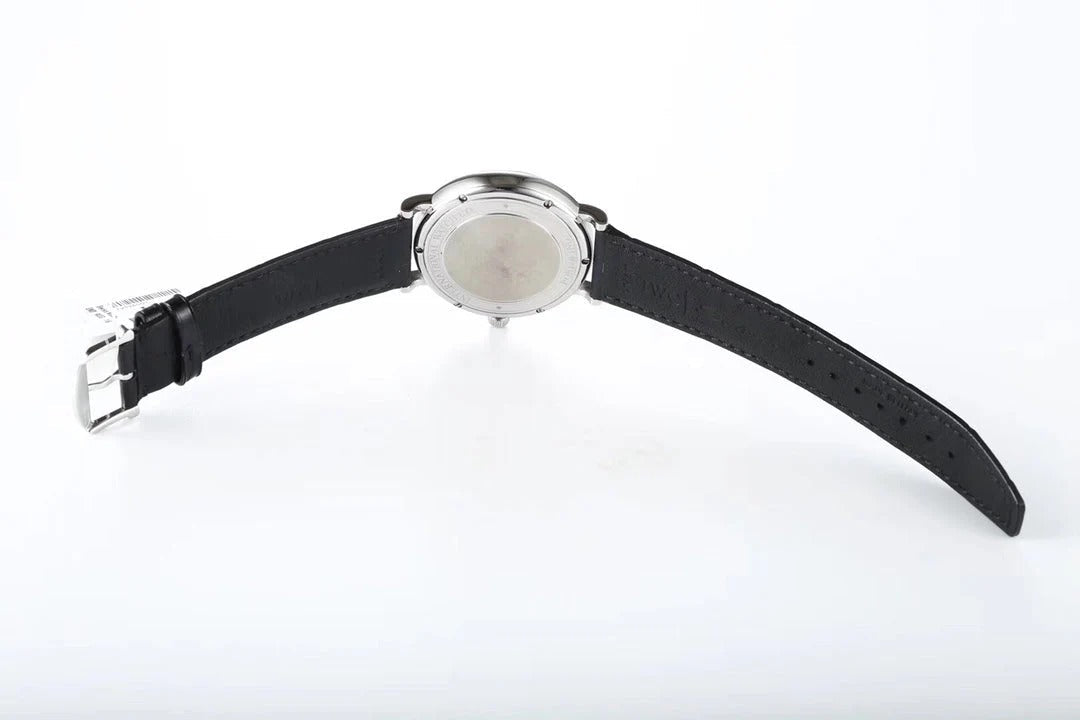 IWC Portofino 40mm Black Dial Steel Case Black Crocodile Leather Strap