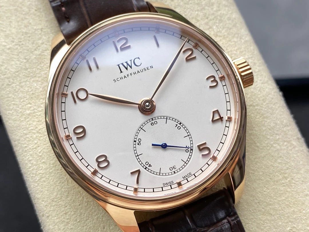 IWC Portuguese 40.4mm White Dial Pink Gold Case Crocodile Leather