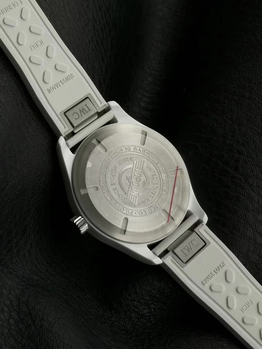 IWC Pilot 41mm Black Dial White Steel Case Rubber Strap