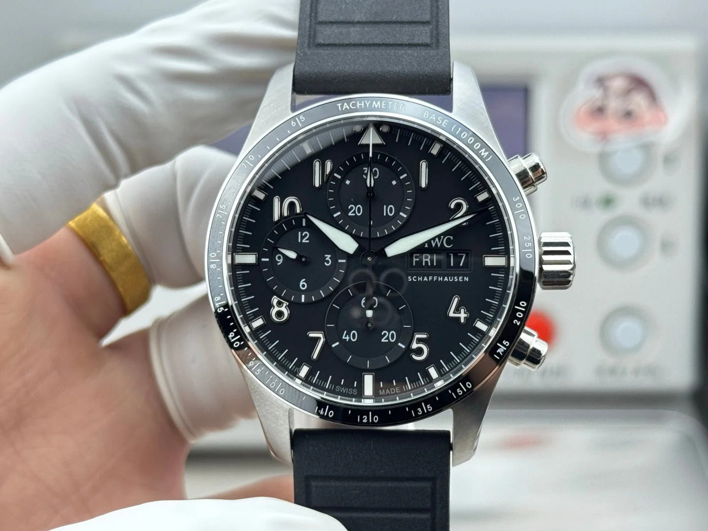 IWC Pilot's Chronograph 41 Black Dial Rubber Strap