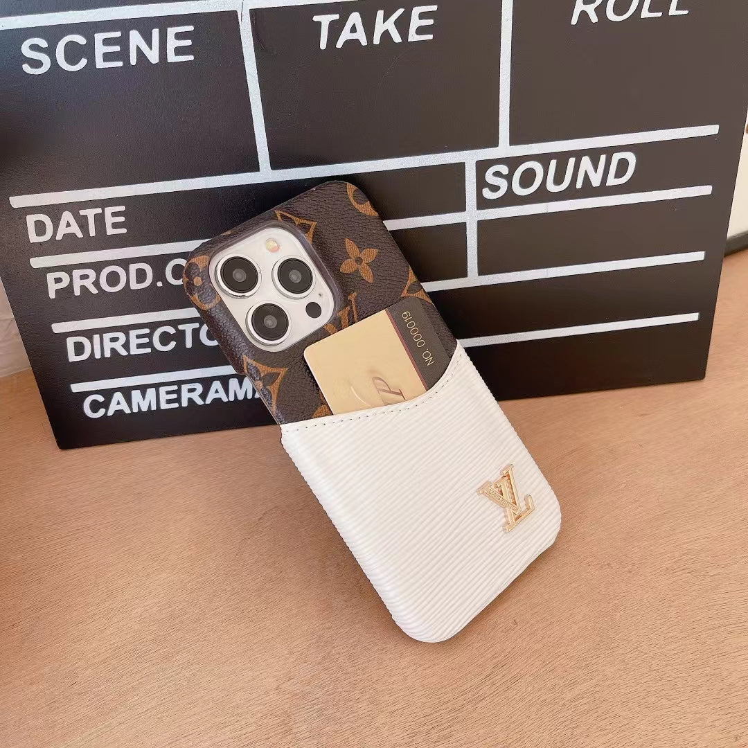 Luxury Lv Phone Case Colored Card Holder Patch Iphone 16 Pro Max Plus Series / 18 Pro / 18 Pro Max