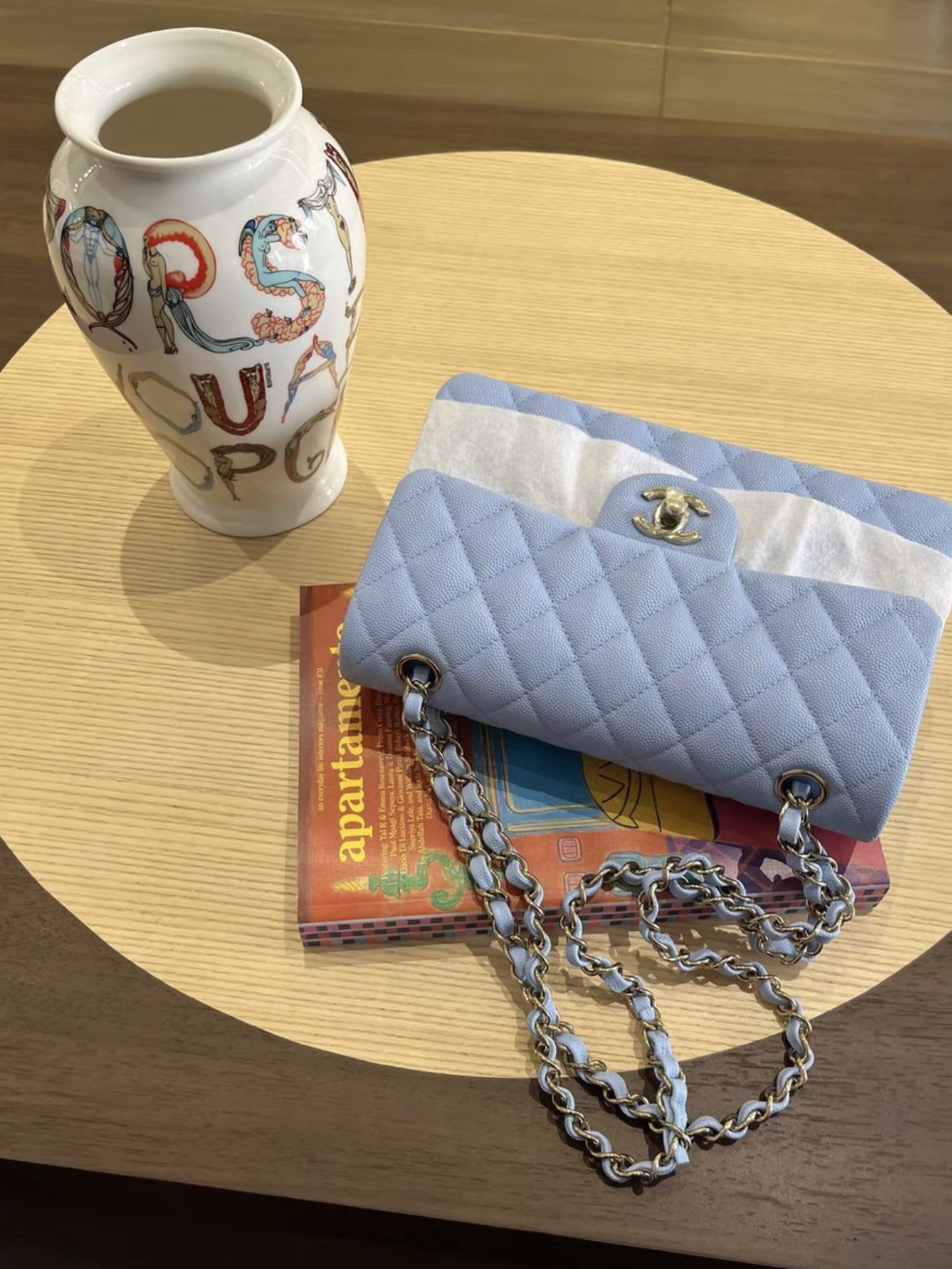 Chanel Luxury Leather Blue Handbag Leather
