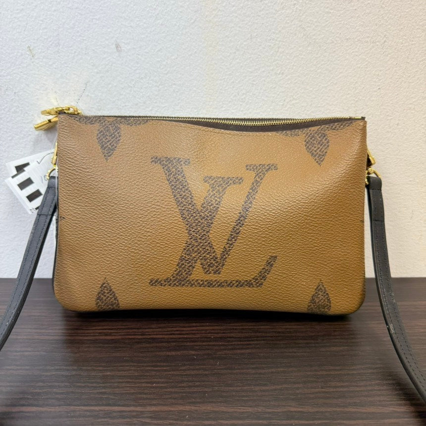 Louis Vuitton Monogram Double Zip Pochette Crossbody Brown