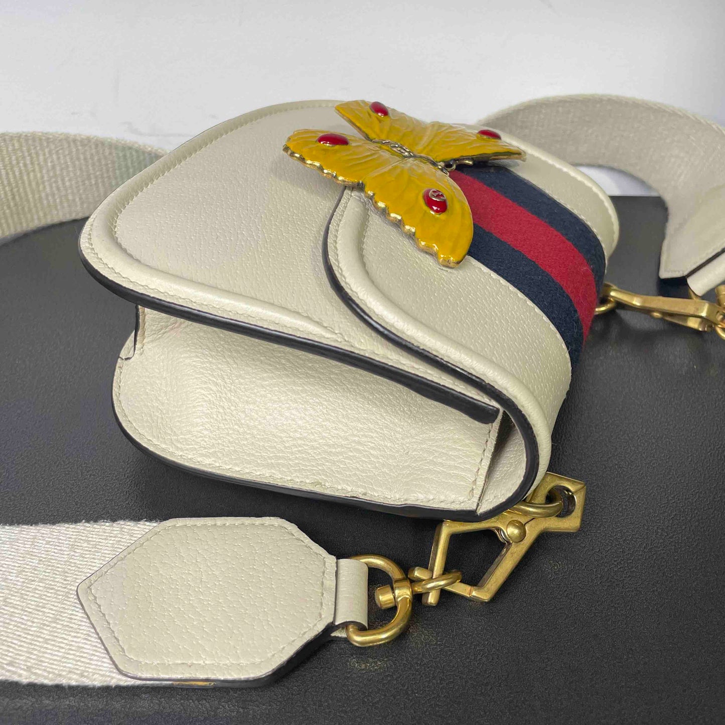 Gucci Ophidia White Leather Crossbody Bag