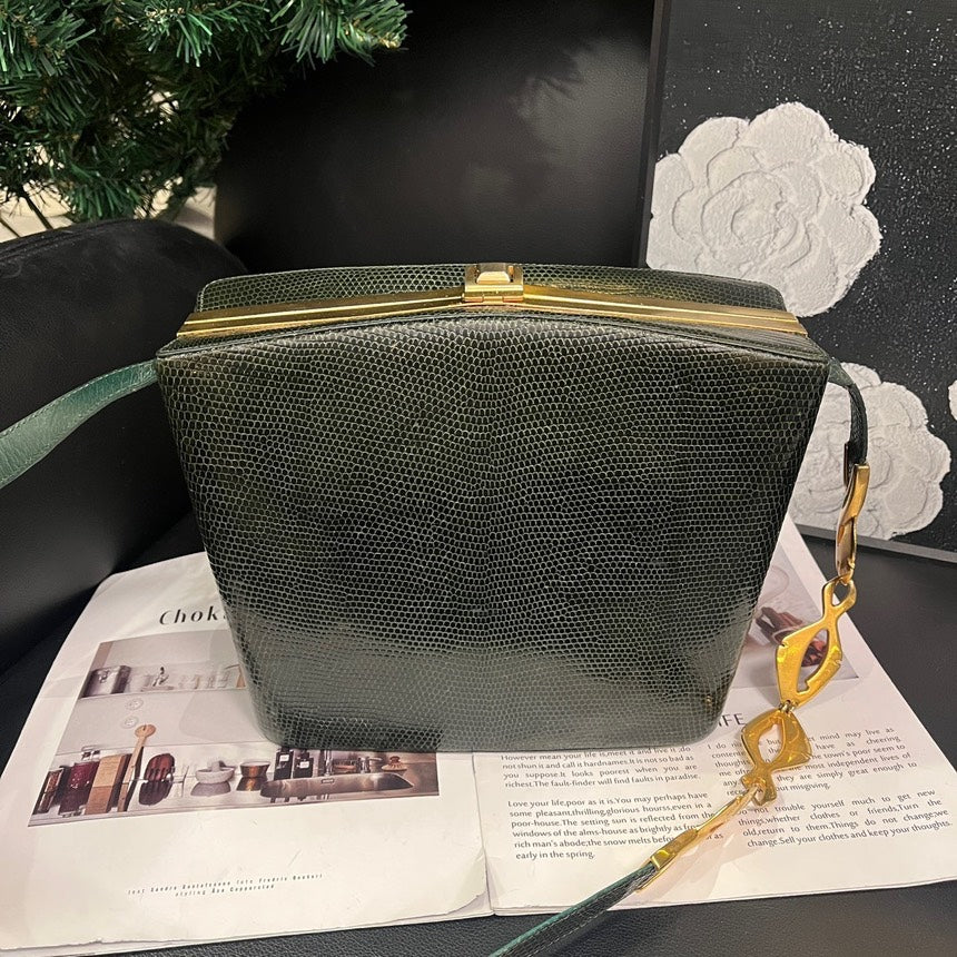 Gucci Dark Green Leather Box Crossbody Bag