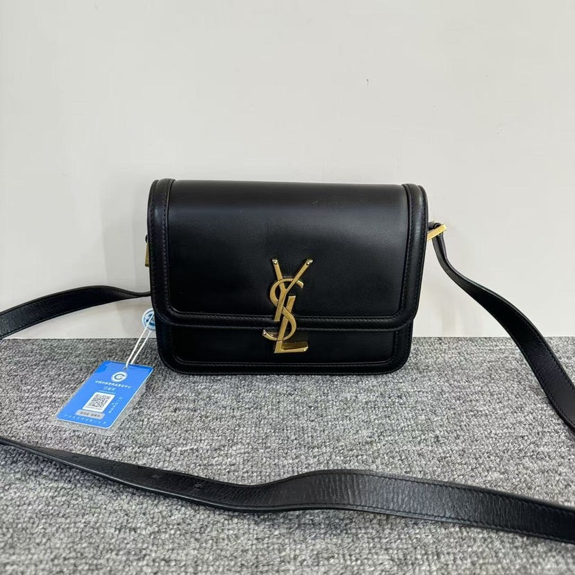 Saint Laurent Monogram Crossbody Bag in Black Leather