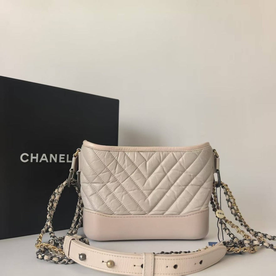 Preloved Chanel Gabrielle Bag Quilted Beige Crossbody