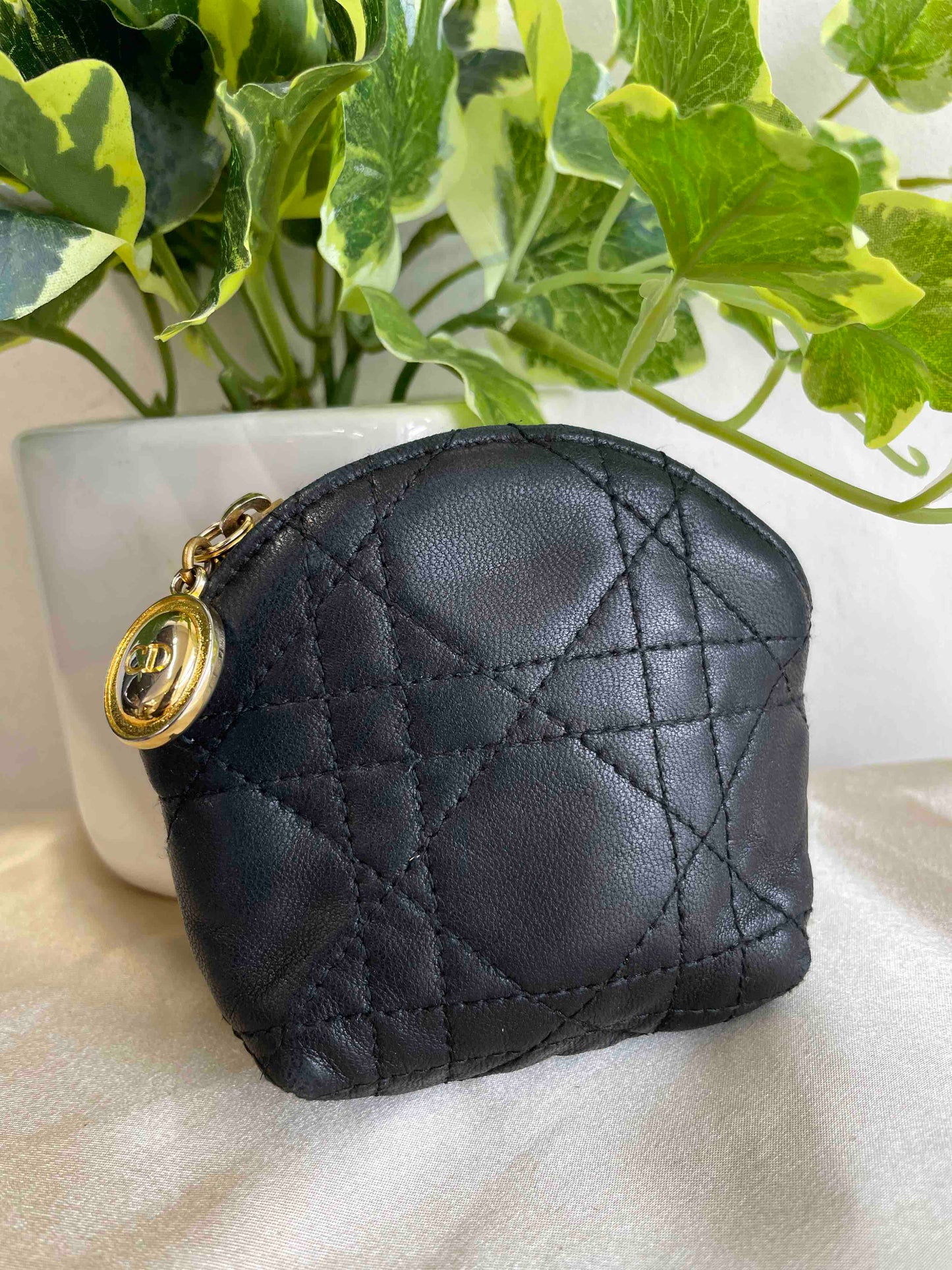 Dior Cannage Lamb-Skin Pouch Re99216600 Black Clutch