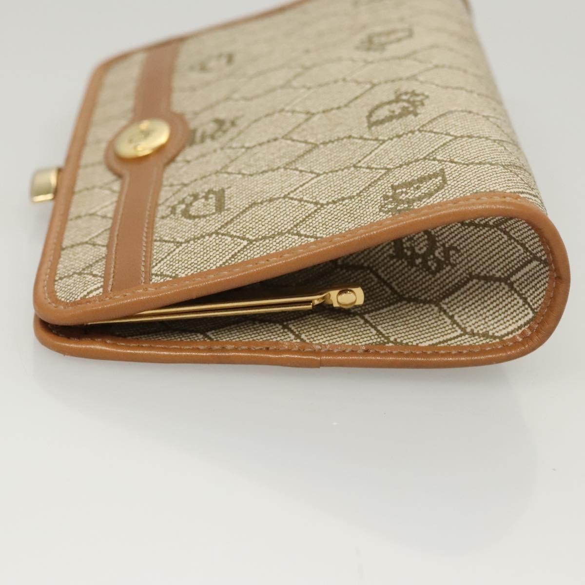 Christian Dior Honeycomb Zip Pouch Coated Canvas Beige Pvc Clutche Pouche Bag Canvas