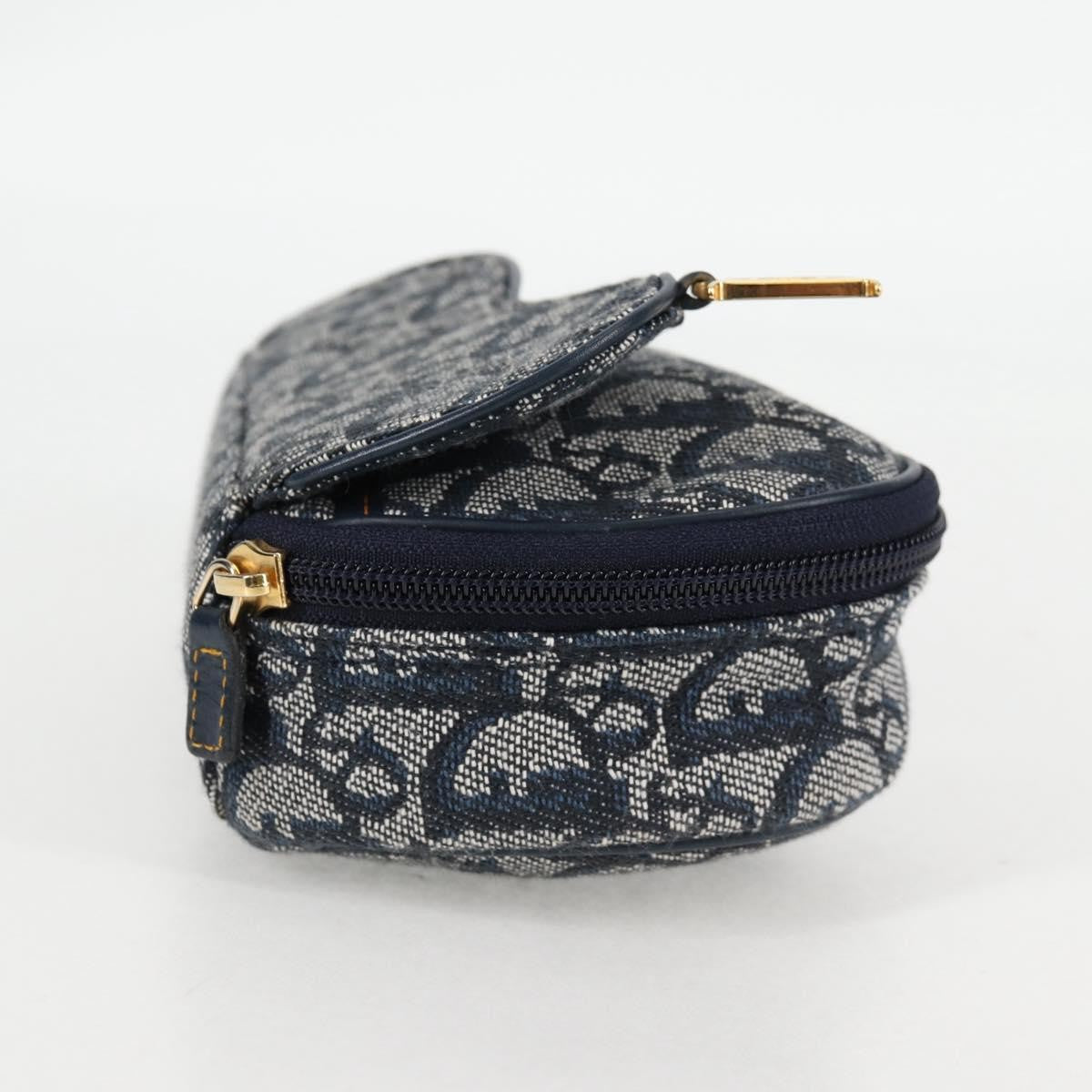 Christian Dior Saddle Zip Pouch Diorissimo Canvas Navy Canvas Bag