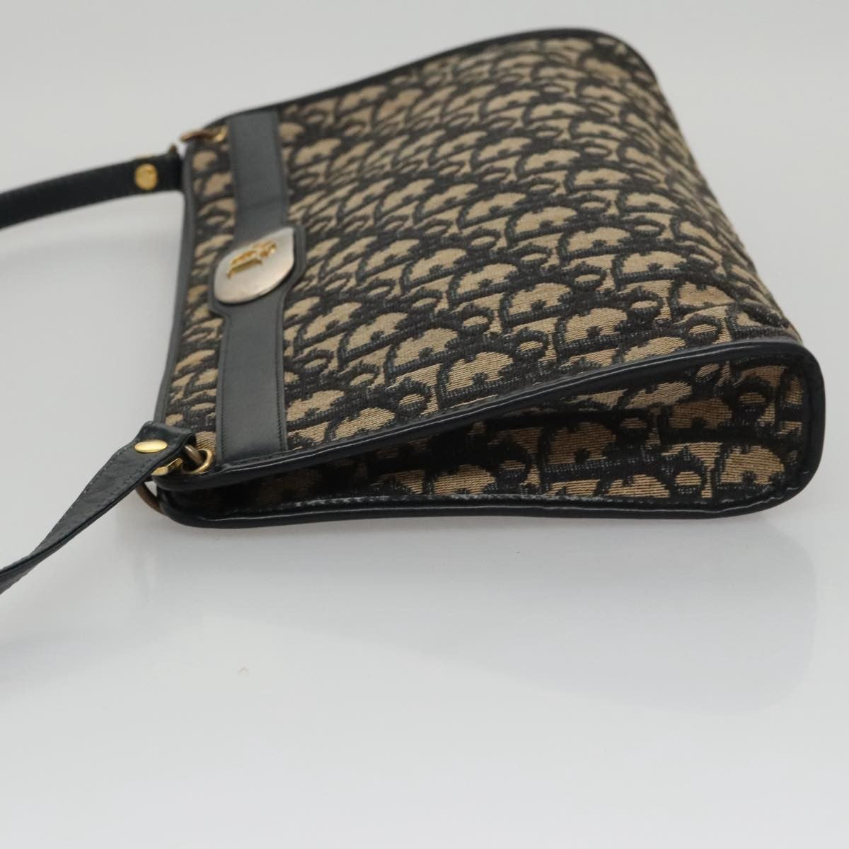 Christian Dior Trotter Shoulder Bag Canvas Navy Canvas Bag