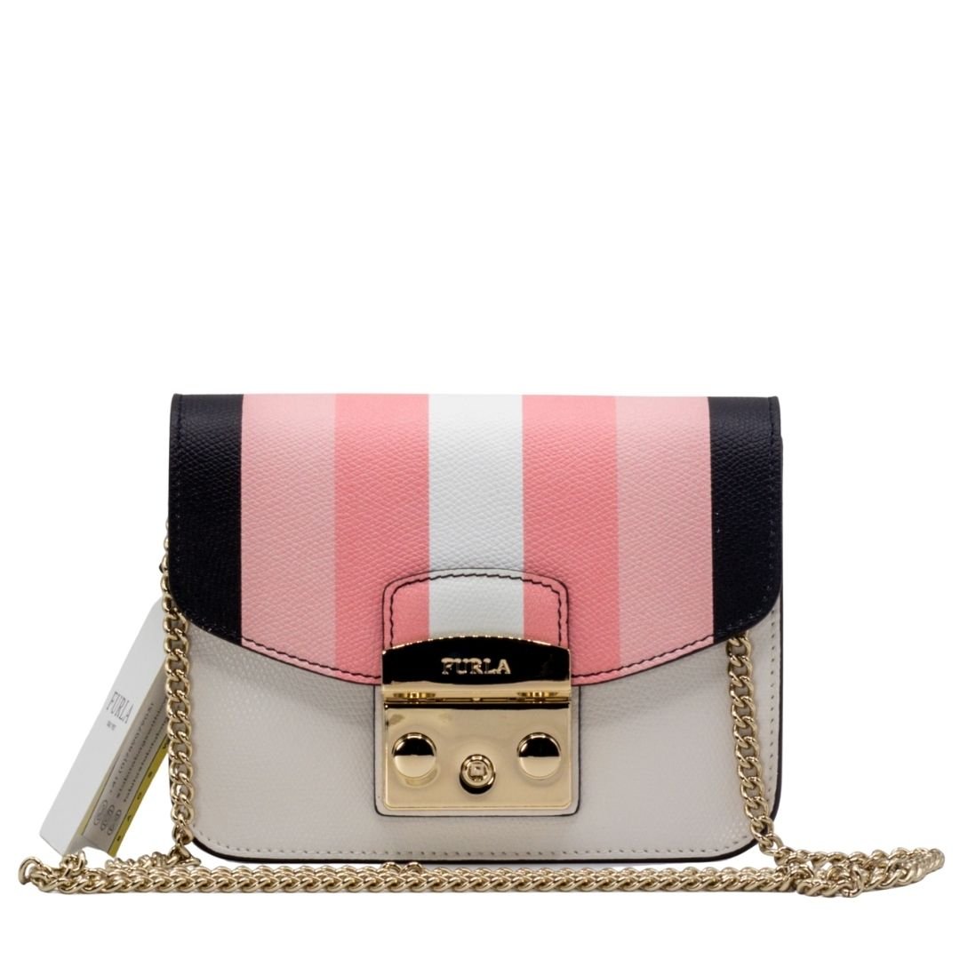 Metropolis Mini Crossbody Black and Pink Leather