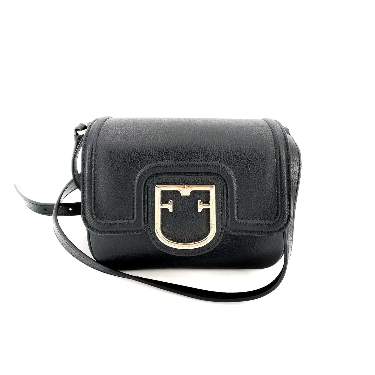 Squared Leather Crossbody Black