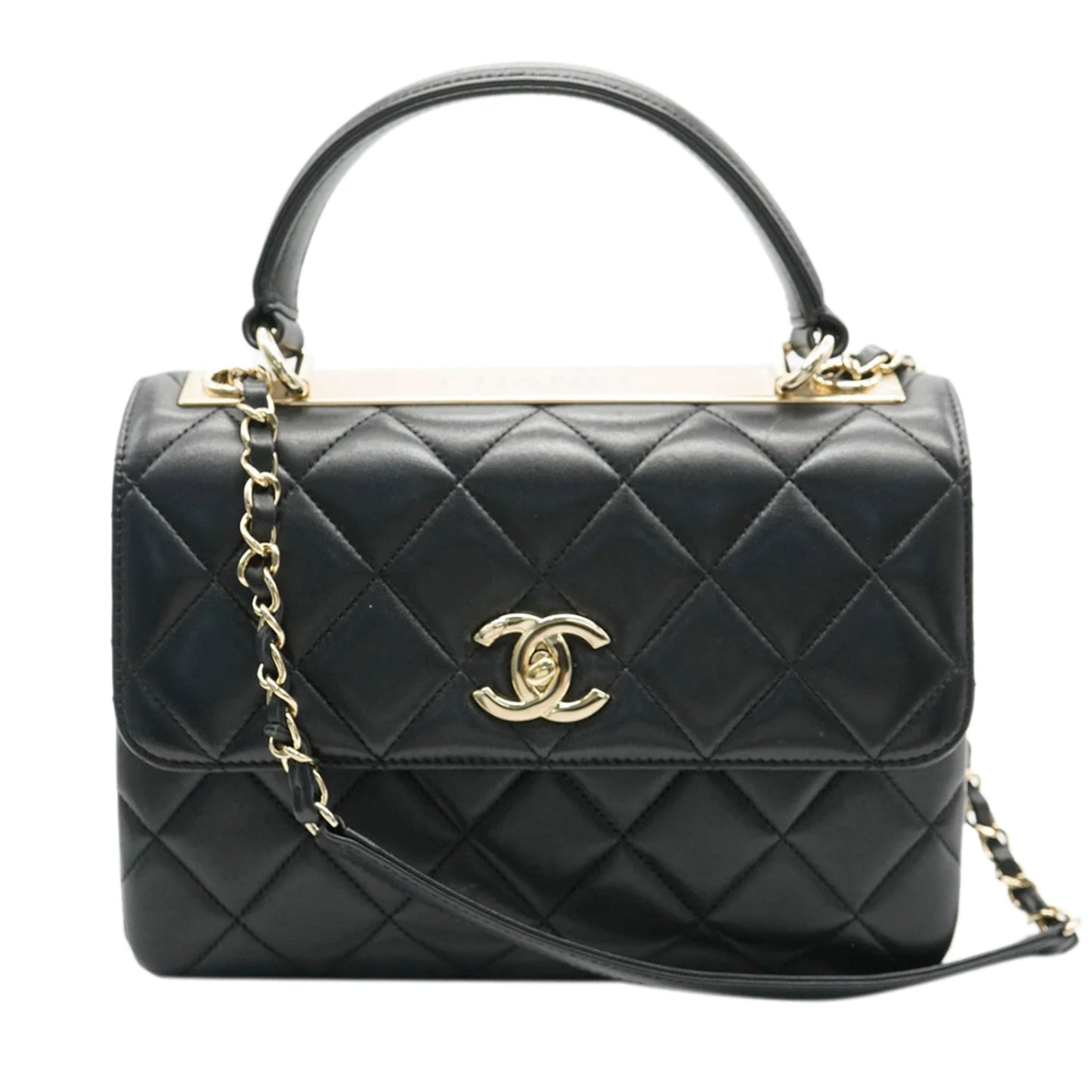 Chanel Black Quilted Lambskin Small Trendy CC Dual Handle Flap Bag