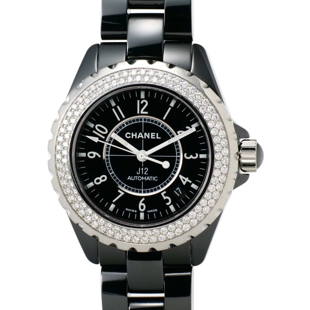 Chanel Chanel J12 Men's Watch with Diamond Bezel in Ceramic and Stainless Steel H1629 in Excellent condition