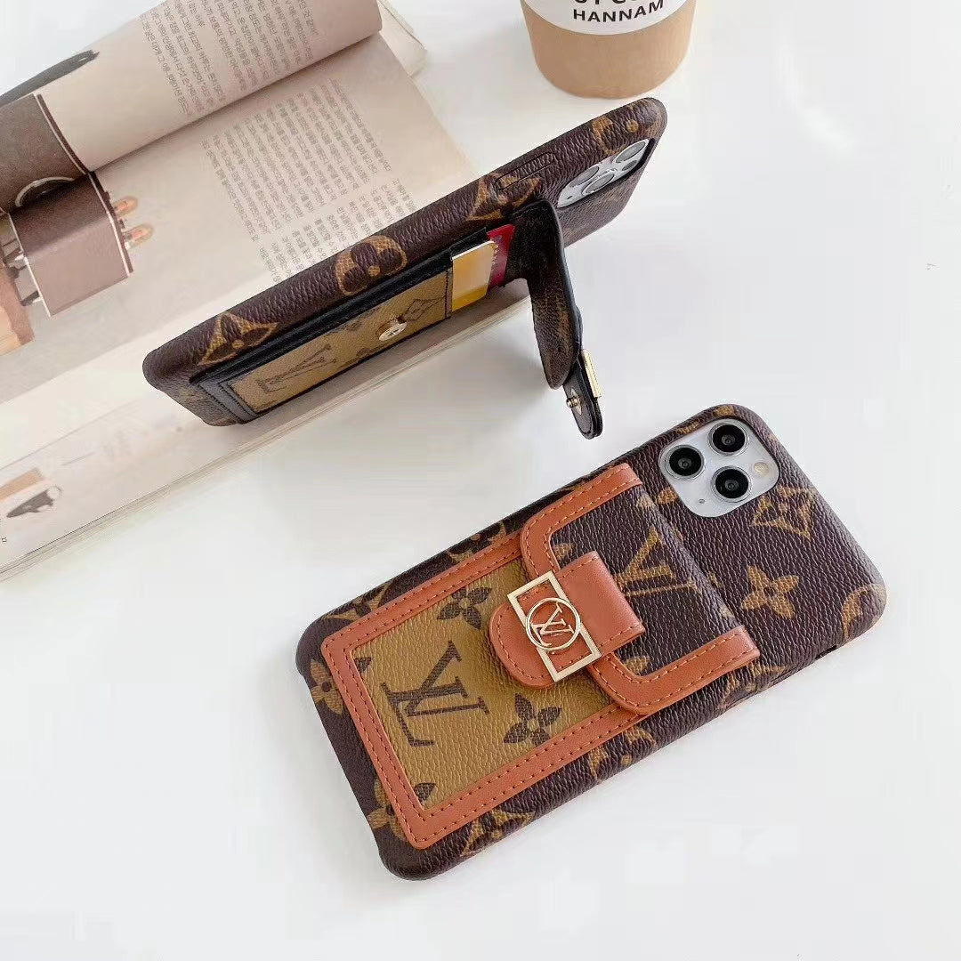 Retro style card bag Bracket phone case